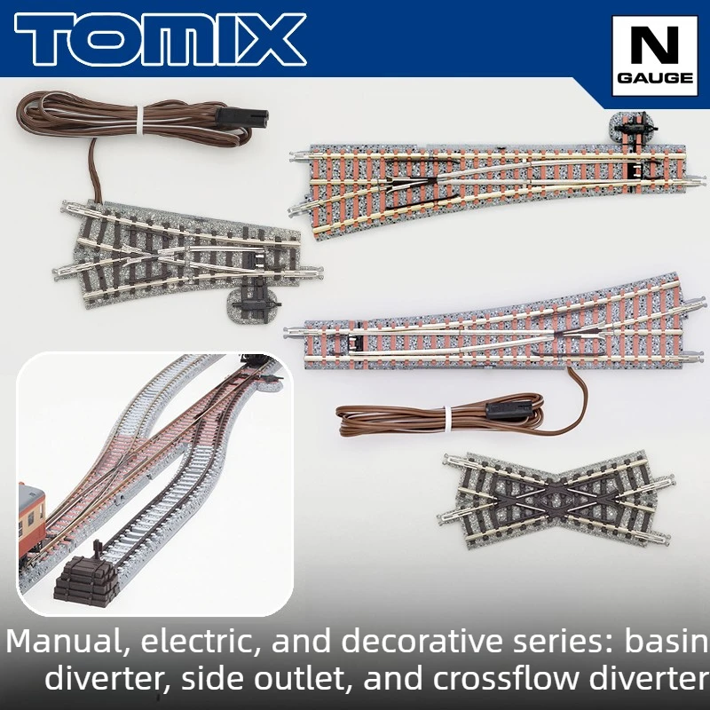 TOMIX N Scale 1/160 Model Train Tracks Manual and Electric Turnouts Safety Siding Crossover and Diorama Scene Decorations
