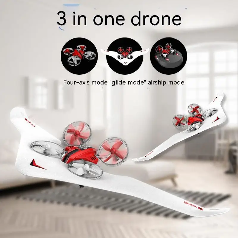 

Diy 3-In-1 Quadcopter Children'S Remote Control Aircraft Fixed Wing 4-Channel Indoor And Outdoor Stunt Glider Toy Model Boy Gift