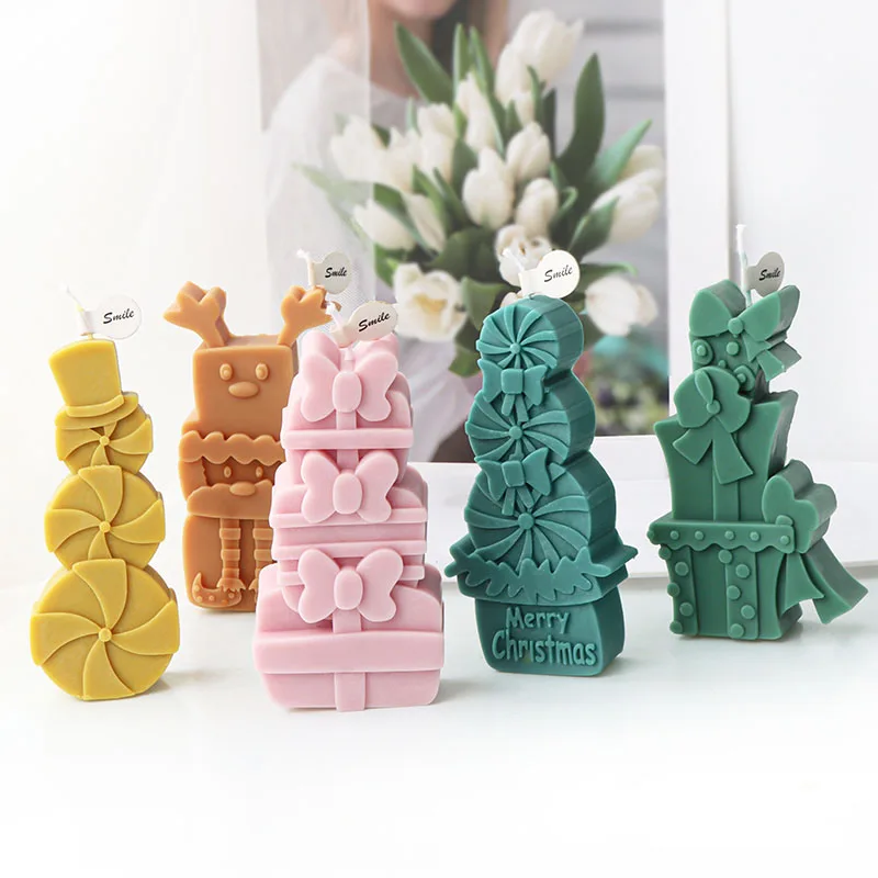 

Christmas Stacking Decor Candle Mold Handicraft Elk Gift Box Shape Chocolate Cake Baking Decor Gift Silicone Candle Soap Mould