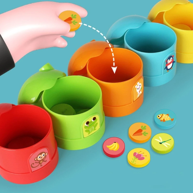 

Children Fine Motor Skills Counting Toy Colorful Botton Sorting Matching Game