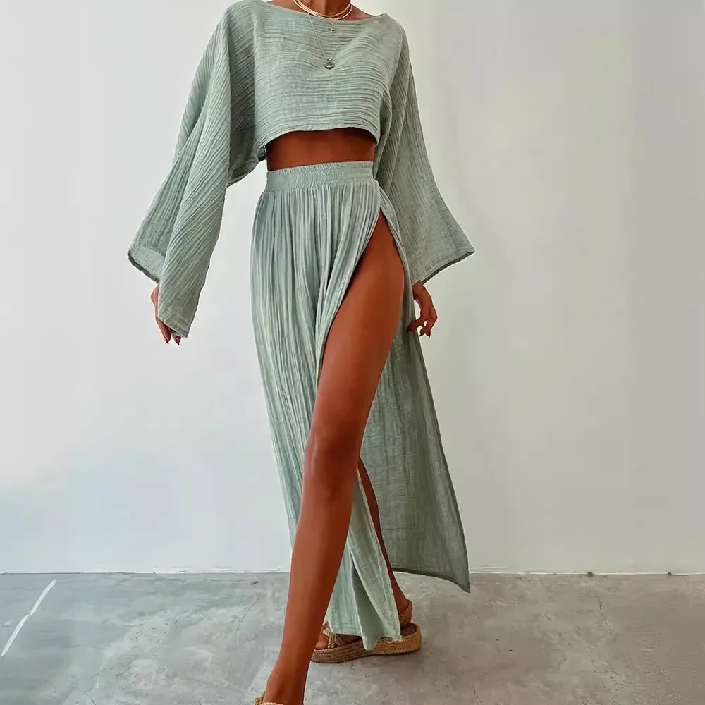 Modelyn Women's Solid Color Asymmetrical Waist Summer Splice Fashionable Elegant  | ChicGrl