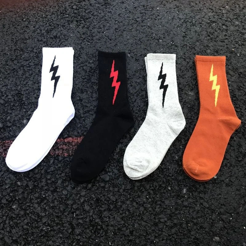 

Skateboard Hiphop Stripe Socks Lightning Fashion Men 2023 Pattern Skateboard Cotton Socks Funny Unisex Harajuku Couple Socks Hip