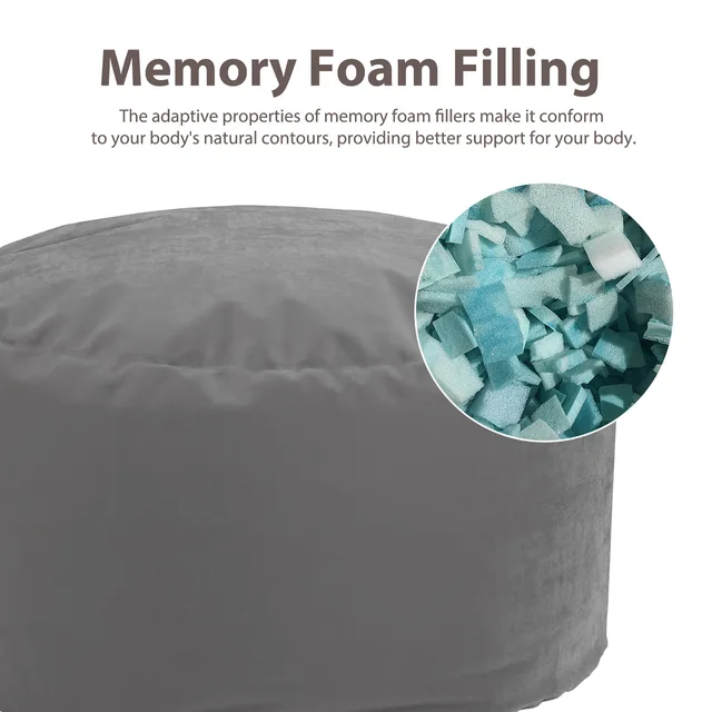 JHK Oversized 3/4FT Bean Bag Chair for Relaxing Reading Lazy Sofa Foam Filled Couch with Removable Cover Living Room Furniture