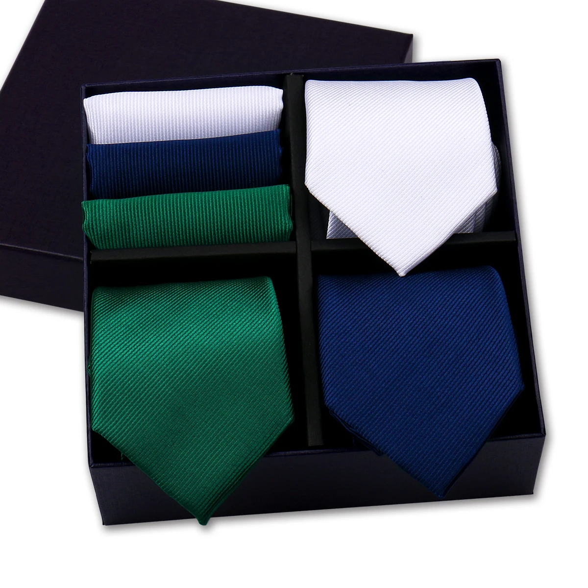 Herren-Krawatte, 3 Sets in Geschenkbox, einfarbig, gestreift, Krawatte, Taschentuch für Herren, Gravata, Hochzeit, formelle Business-Anzug-Accessoires – Detail 25