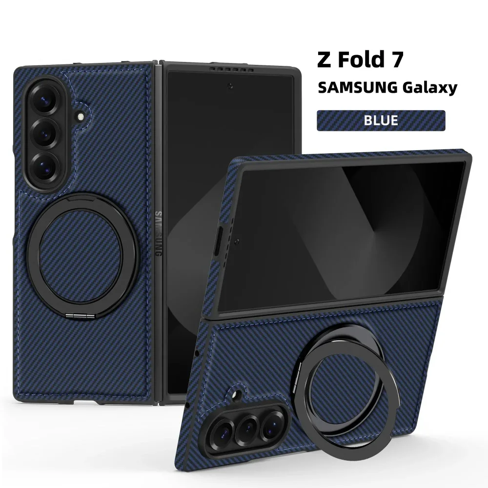 Minimalist Kevlar Carbon Fiber Magnetic Holder Case for Samsung Galaxy Z Fold 7 6 5 4 3 For Mag-safe 360 Rotating Bracket Cover | Gaffar India
