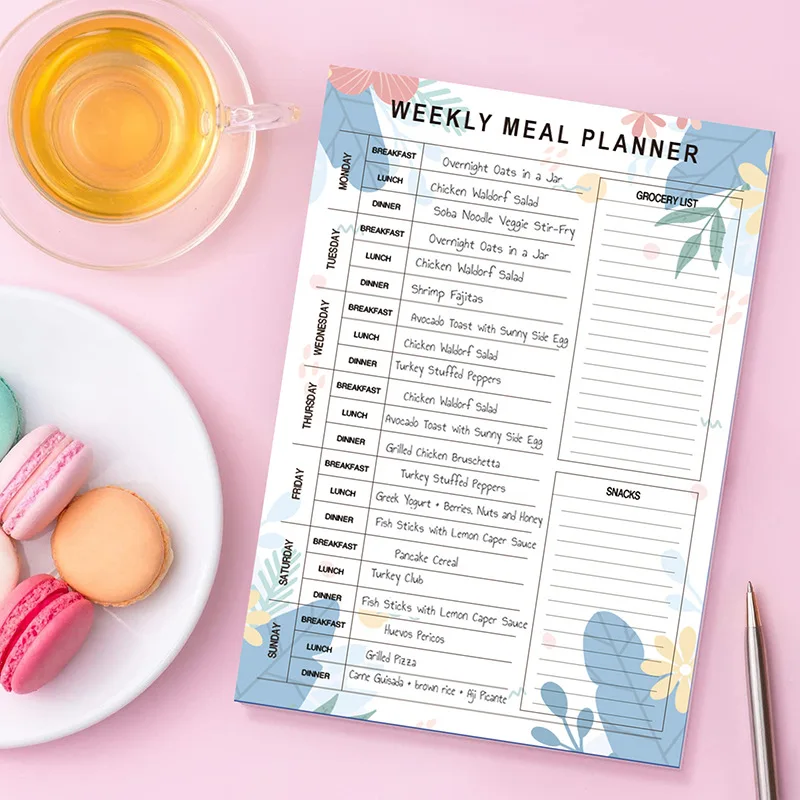 Bview Art A5 English Daily Meal Planner Weekly Recipes Healthy Eating Management Record Sheet Tearable Agenda Book