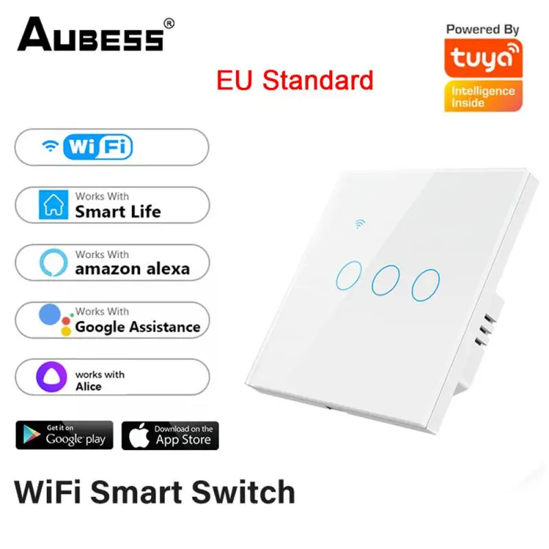 

1/2/3/4 Gang WIFI Tuya EU Standard Smart Touch Tuya Switch Smart Home Wall Button Smart Life Works With Alice Alexa Google Home