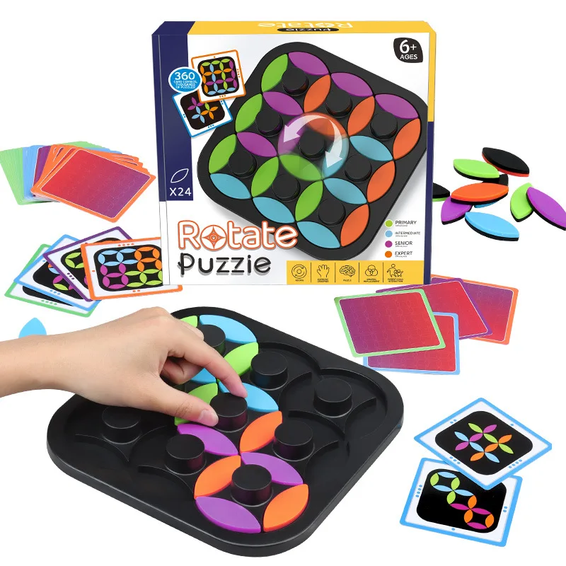 Kids Rotating Puzzle Tangram Table Games Color Matching Logical Thinking Brain Teasers Board Game Educational Toys for Children