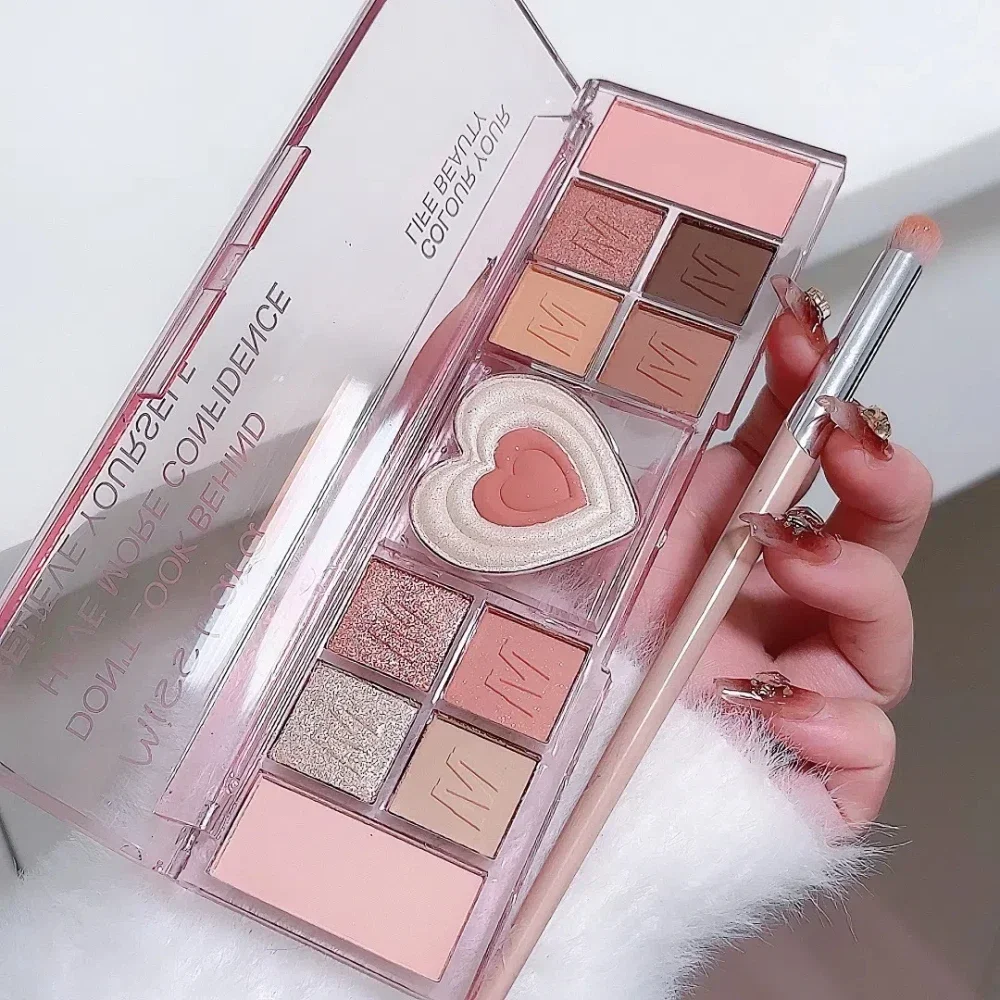 Eye shadow eye shadow plate 12 Colors Love highlighting eyeshadow blush palette professional multi-purpose cosmetic eyes mineral pigment powder makeup plate