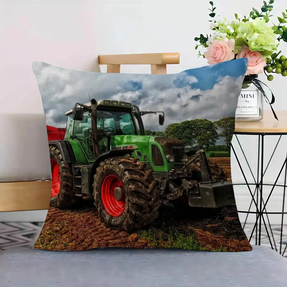 자동차 트랙터 장 방 인테리어 베개 커버 홈 데코 침실 소파 침대 베개 커버 45x45