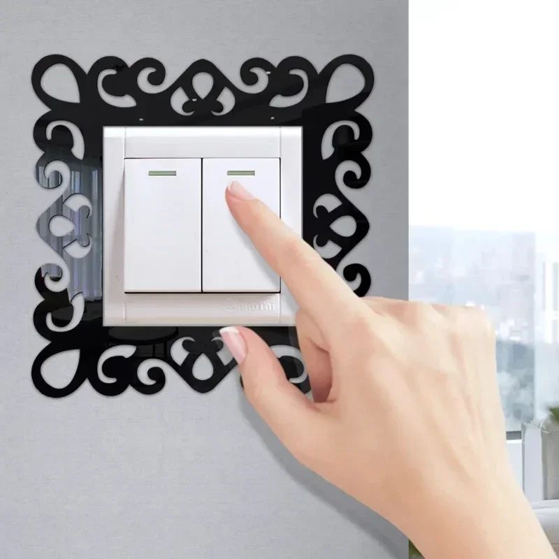 Self-Adhesive 3d Panels Wall Sticker Light Switch Cover Mirror Face Stickers on The Wall Home Room Decoration Photo Frame Shape