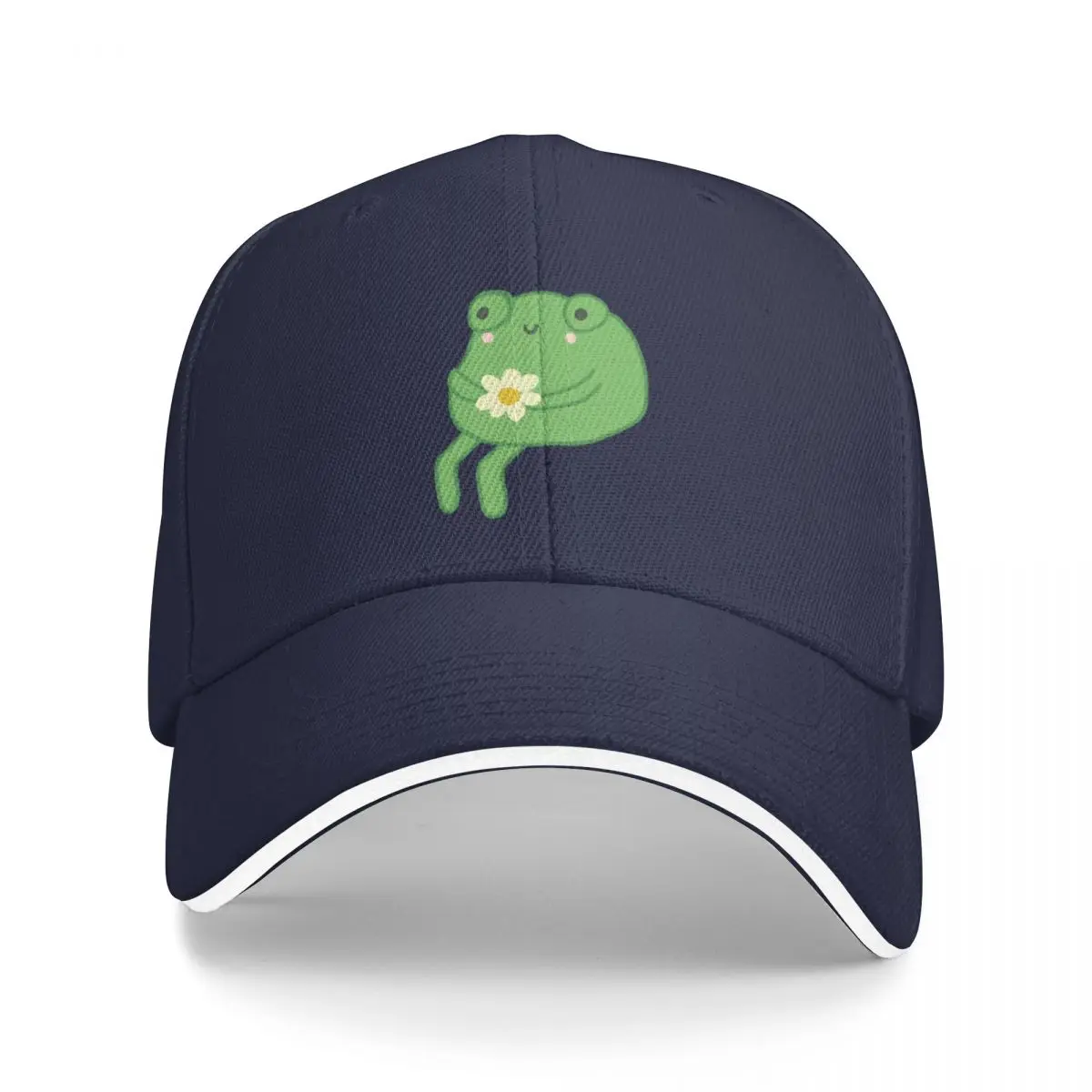 

Frog Birthday Cake Meme - Cute Cottagecore Aesthetic Frog - Depressed Frogge -Toad Sitting with Flower - Funny Sad Baseball Cap