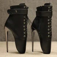 Extreme 7 inch Spike Stiletto Lockable padlock  Ballet High Heels Ankle Boots - Image 4