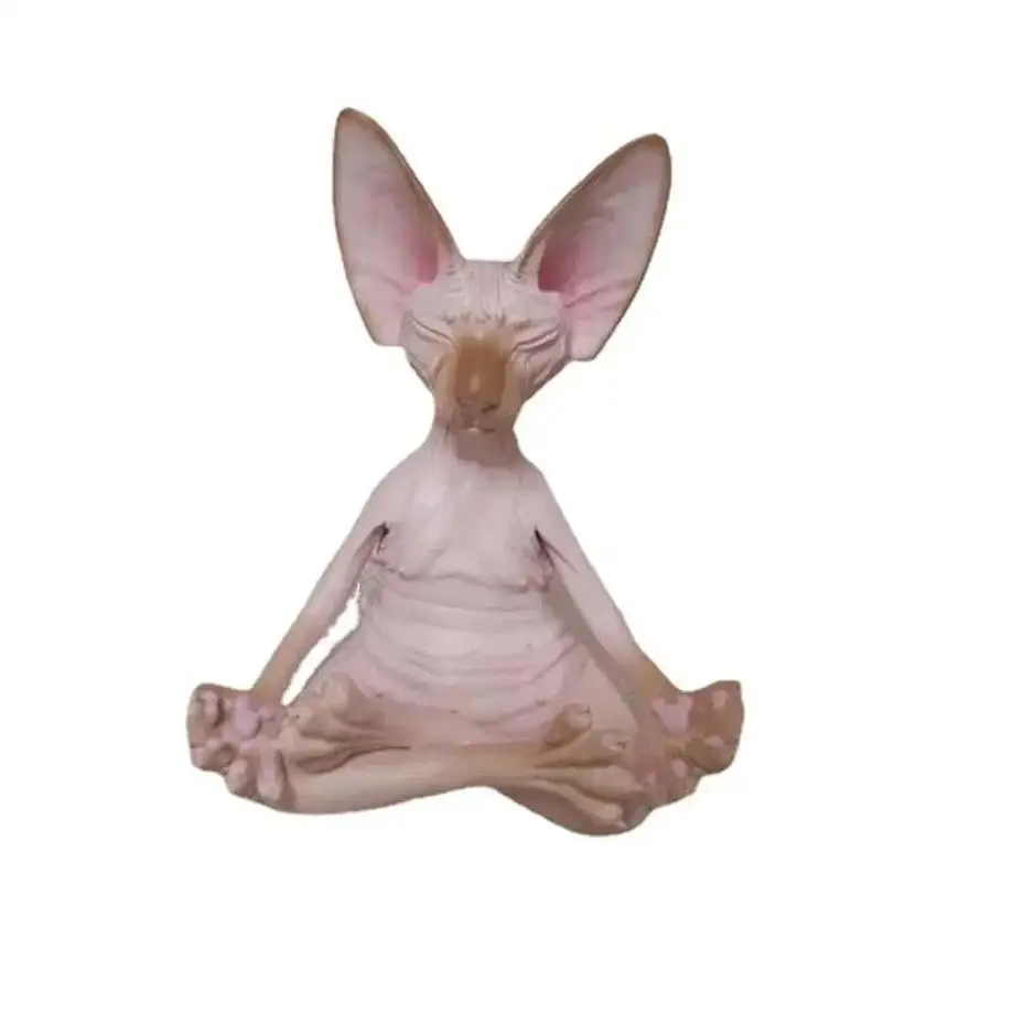 1 Pcs New Creative Meditation Kitten Leisure Atmosphere Garden Home Outdoor Resin Ornaments Mini Ornaments