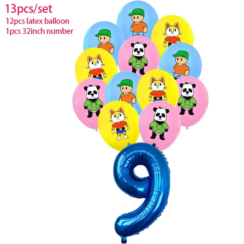 thumbnail image 1 of Decoración para fiesta de cumpleaños de Stumble Guys, pancarta con globos, adorno para tarta, vajilla, suministros para fiesta, baby shower, 1 of 5