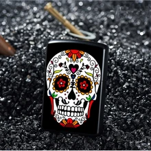 

Creative Candy Color Sugar Skull Halloween Printing Metal Outside Case Shell For ZP Kerosene Gasoline Lighter Man Woman Gifts