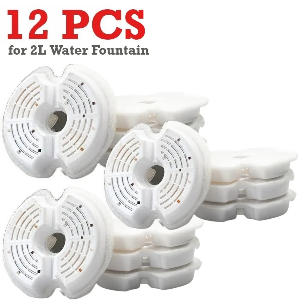Pet Fountain Replacement Filters & Pre-Filter Sponges - 4/8/12-Pack