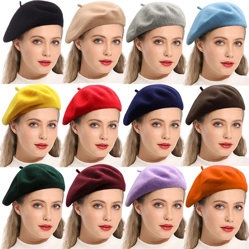 COSHAL® Béret en laine pour adulte - Pour homme et femme - Style français - Uni - Couleur classique - Unisexe - Doux et chaud - Style vintage - Chapeau unisexe (Camel), camel, taille unique