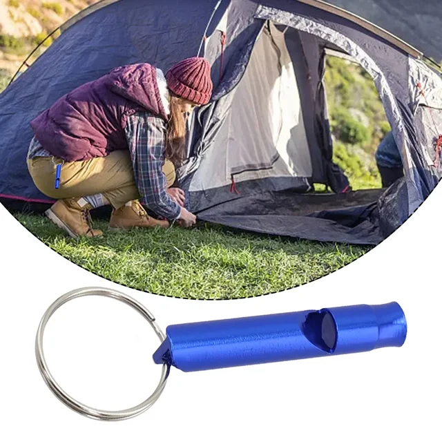 Hiking Keychain Whistle Outdoor 1pc Training 45*8mm Aluminum Alloy Distress Feeding Survival For Training Pets 2