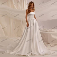 Graceful Wedding Dresses A-Line Satin Bridal Gowns Square Collar Robes For Formal Party Glamorous Vestidos De Novia Customized 1