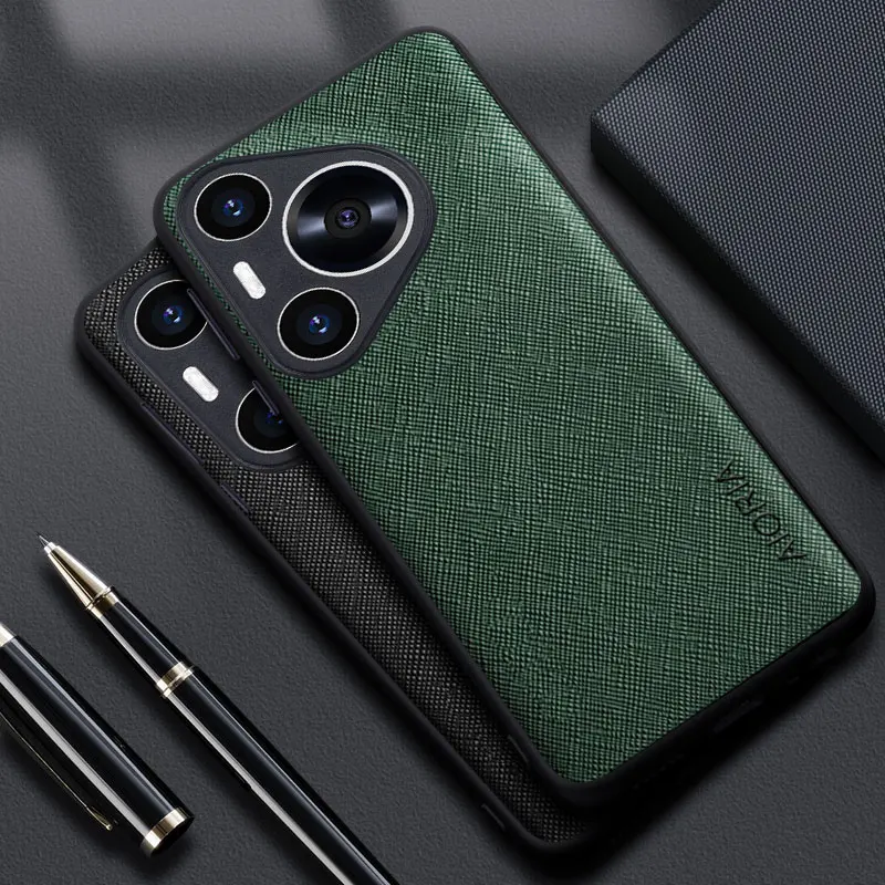 Luxury Leather Cross-Pattern Case
