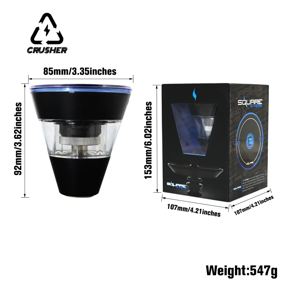 CRUSHER Premium Square Hookah Bowl Set Rechargeable Electric E-Head For Tobacco Shisha Water Pipe Bowls Smoking Accessories hookah accessories hookah set