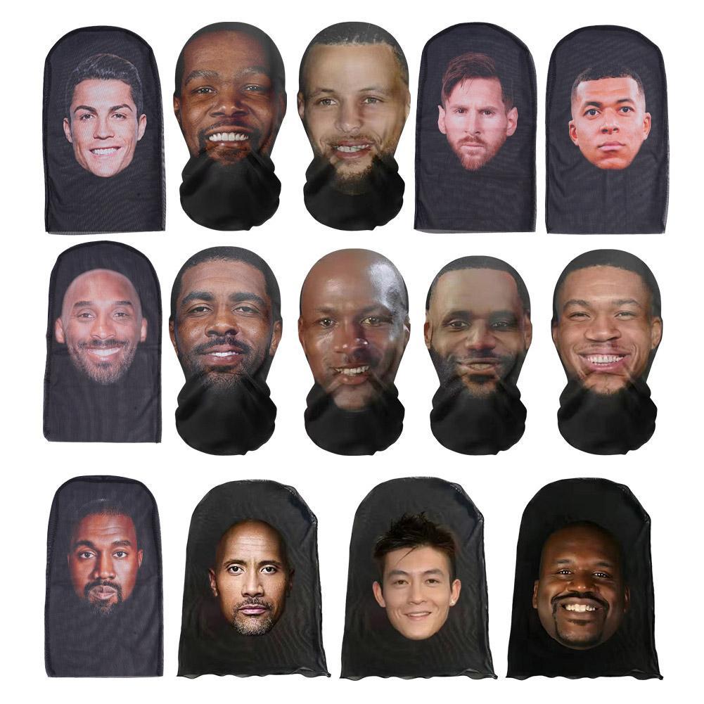 Cosplay 3D Printed Kanye Mask Stretch Mesh Full Face Mask Men Women Role Play Funny Head Cover Riding Scarf Cosplay Headwear