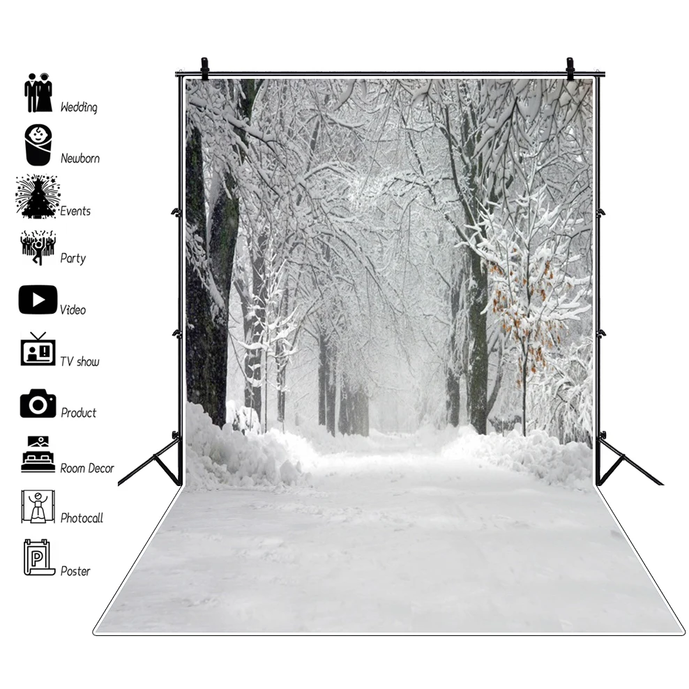 Photo backdrop Winter Forest Backdrop Photography Snow Scenery Snowflake Natural Landscape Christmas Baby Portrait Backgound Photo Studio