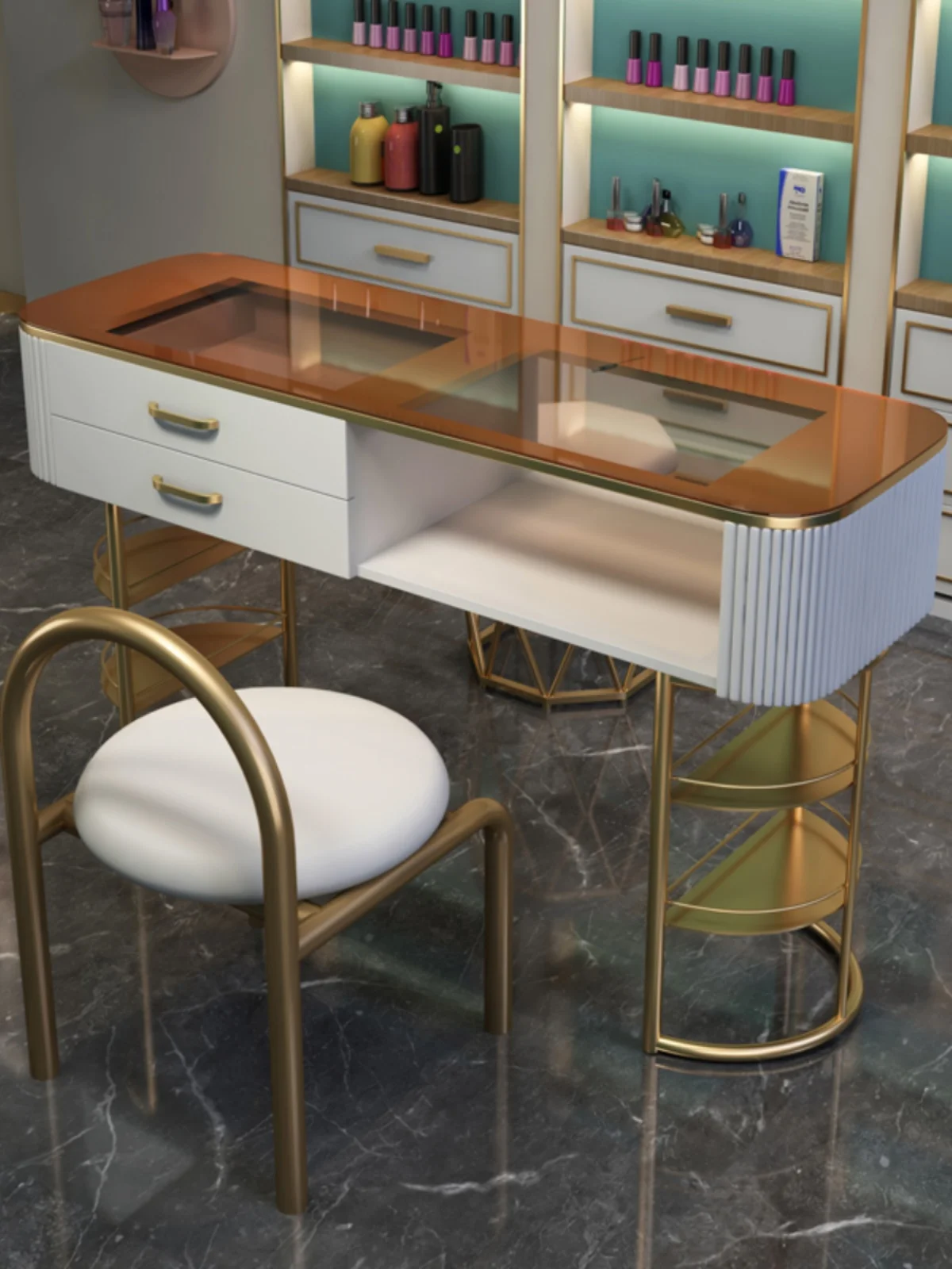 

Light luxury nail table Economy glass single nail table Nordic simple nail salon beauty salon