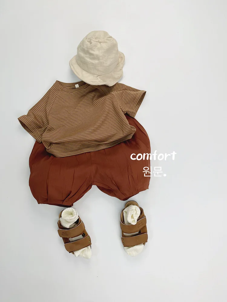 Summer Fashion Children Clothes Boy Girl Baby Loose Striped Basic Short Sleeve T-shirt Thin Kids Cotton Tees Toddler Casual Tops