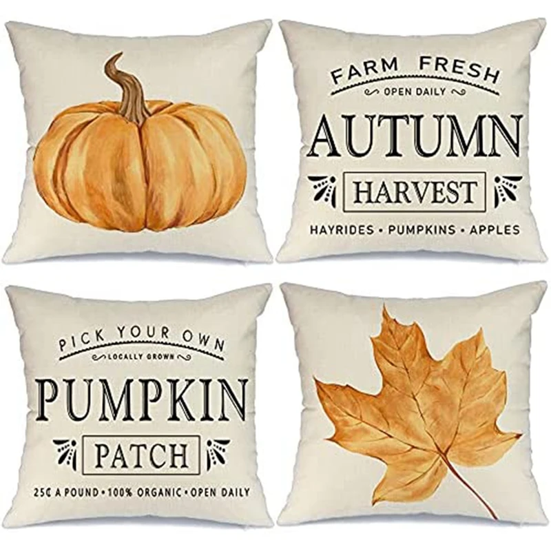 

Best Fall Decor Pillow Covers 18X18 Set Of 4 Outdoor Fall Pillows Decorative Throw Pillows Farmhouse Autumn Cushion Case