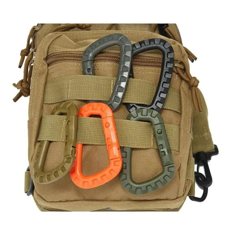 3/5/8Pcs Tactical 3.5" Plastic Carabiner Molle Clip Keychain D-Shape Hard Spring Snap Gear Hook Outdoor Camping Hiking EDC Tools
