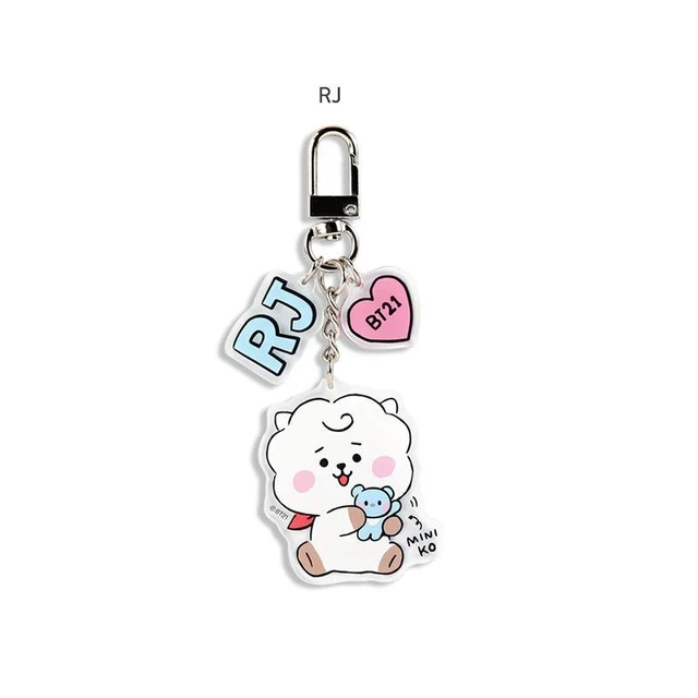 Kawaii Bt21 Cartoon Resin Keychain K-Pop Tata Cooky Chimmy Koya