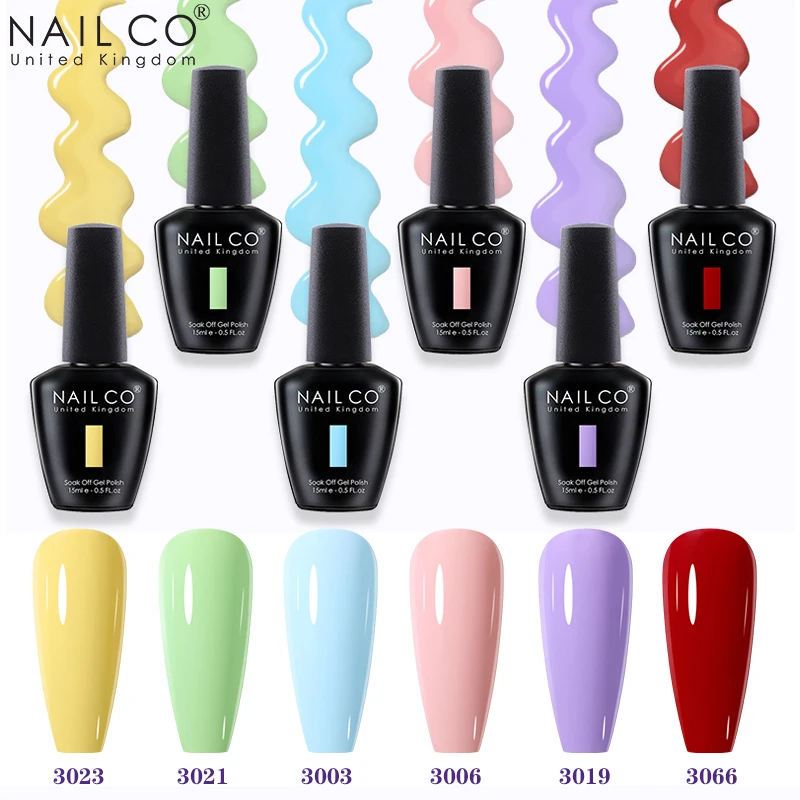 

NAILCO 40 Colors Gel Nail Polish Semi-Permanent Varnish Soak Off UV LED Long Lasting Nail Gel Varnish 15ml Base Top Coat Nails