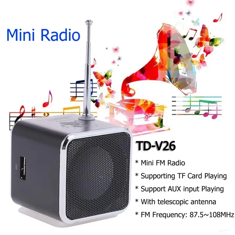 VIKEFON TD-V26 Mini Portable Sound Speaker TF Card FM Radio AUX Stereo Music Player Bluetooth Speaker Outdoor High Looks Party 5
