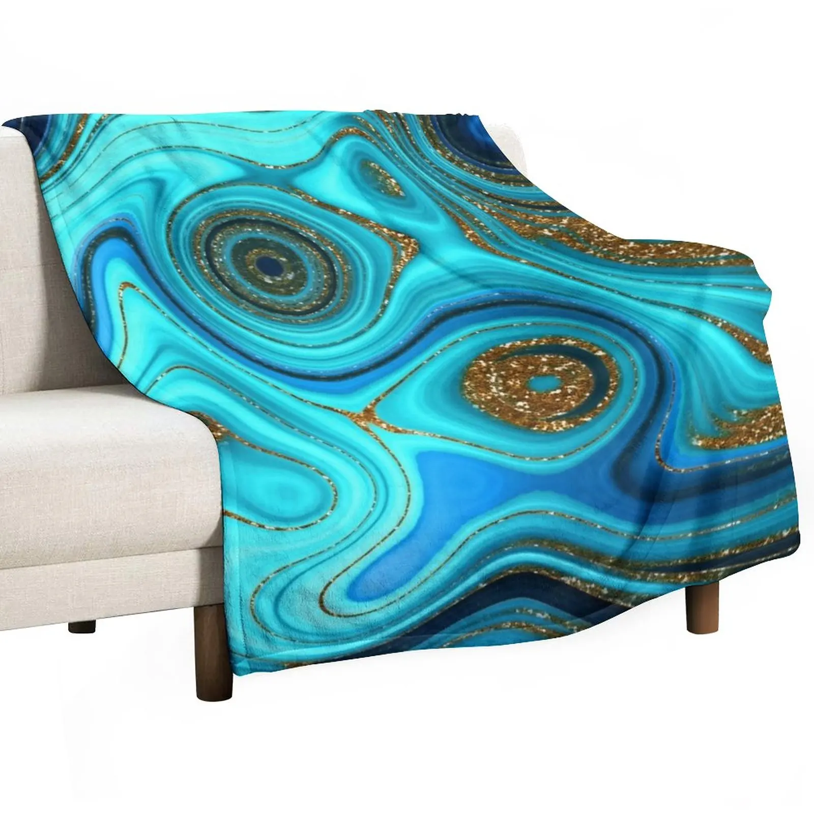 

Lapislazuli - Emerald Glamour Gold GlitterFaux Marble Throw Blanket Custom Blanket manga Camping Blanket
