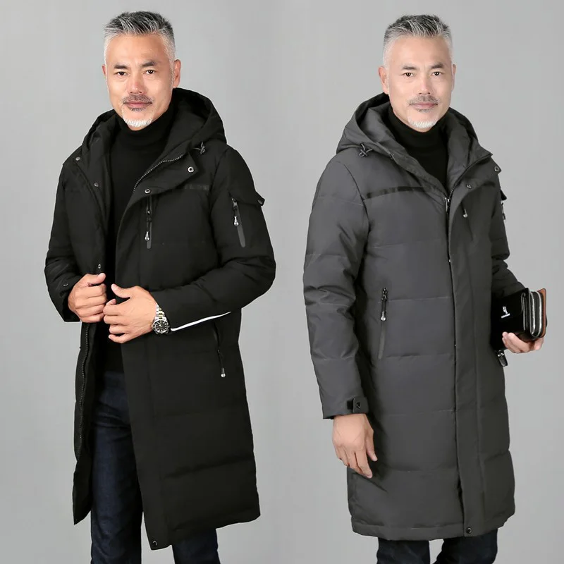 Puffer Jacket For Men Winter Down Coat Long Casual Duck Down Jacket Men Parkas Padded Hooded Feather Jacket Man Overcoat Korean