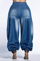 Plus Size Women's Daily Blue Jogging Denim Jeans - Image 3