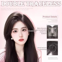 Postiche synthétique lisse et Invisible avec raie centrale, frange d'apparence naturelle, postiche moelleuse sans couture pour femmes, décoration, usage quotidien 4