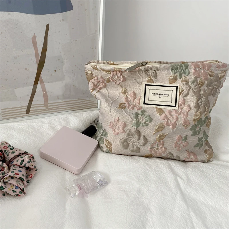Floral Print Women's Cosmetic and Pencil Storage Pouch