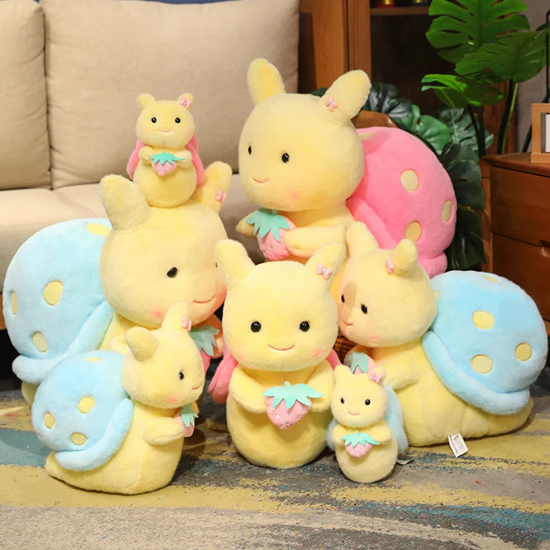 

22-70cm Creative Strawberry Snail Plush Toy Soft Cartoon Stuffed Animal Colorful Throw Pillow Sofa Cushion for Girls Gift Decor