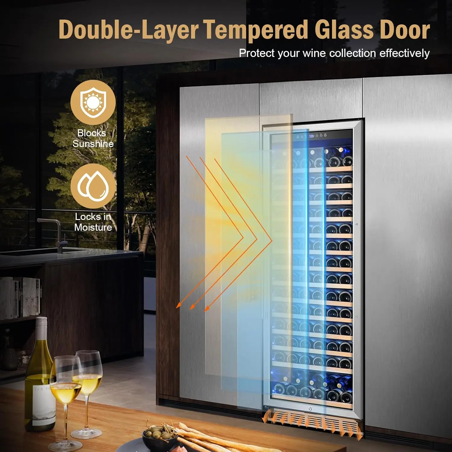 Fridge Freestanding,173 Bottles 24 Inch Wine Cooler Refrigerator, Tall Wine Fridge with Compressor Low Noise Fast Cooling