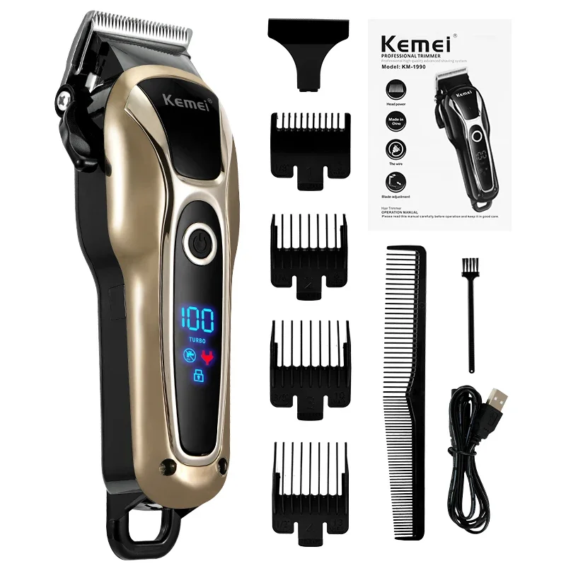 Professional Barber Hair Clipper Rechargeable Electric Finish Cutting Machine Beard Trimmer Shaver Cordless Corded images - 6