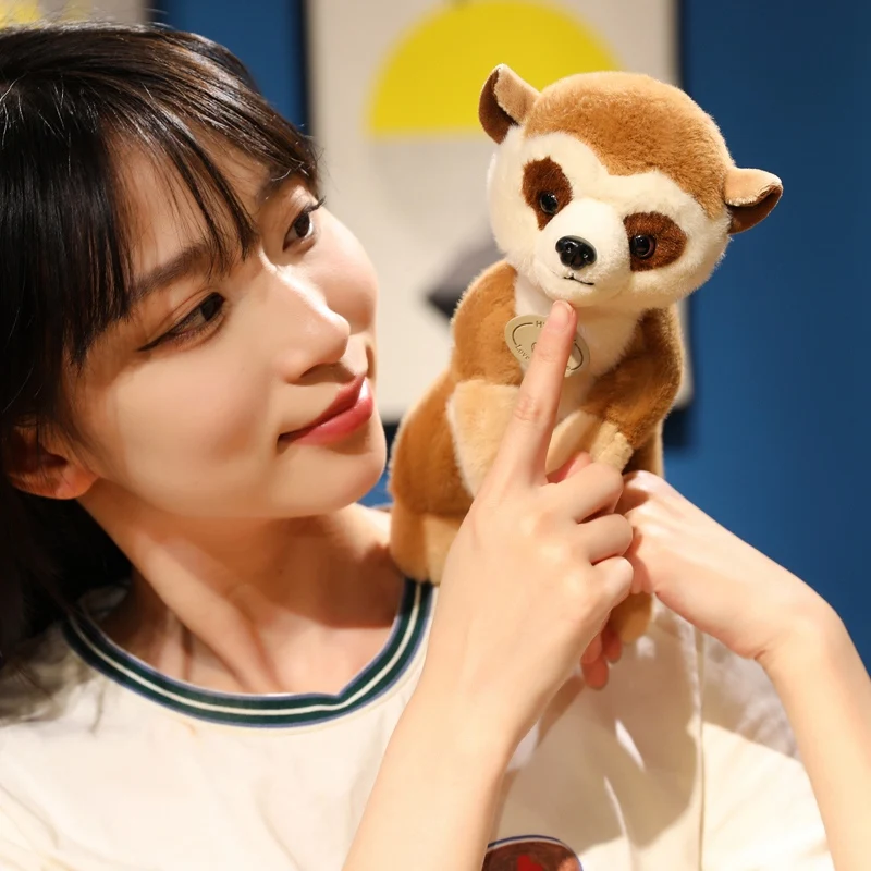 Hot Lifelike Meerkat Plush Toy Soft Stuffed Wild Lemur Doll Cute Funny Anime Animal Desktop Pet for Kids Birthday Gift