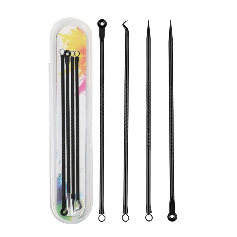 4PCS Acne Blackhead Comedone Black Spot Pimple Blemish Remover Skin Care Women Beauty Acne Treatment Pore Cleanser Needle Hook 5
