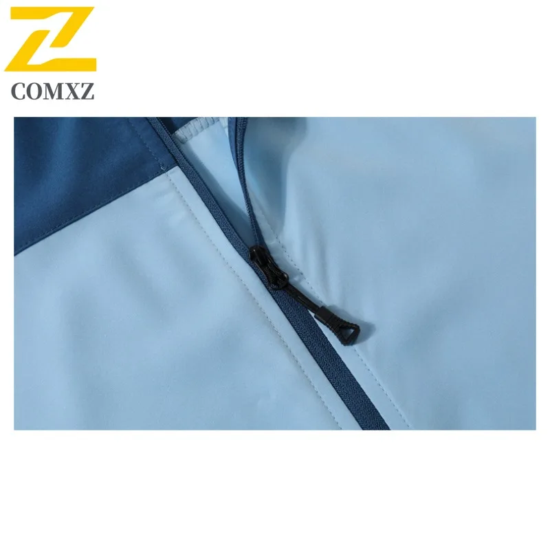 COMXZ 2025 Color Block Hoodie Windproof Coat Men High Quality Spring Autumn Outdoor Training Casual Loose Breathable Windbreaker