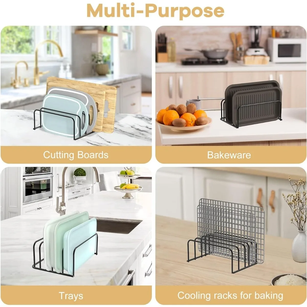 Cutting Board Organizer Holder Rack Baking Cookie Pan Sheets Cooling Small Racks Storage Stand For Kitchen Cabinet Organizer kitchen storage rack,cabinet organizer shelves,kitchen cutlery organizer