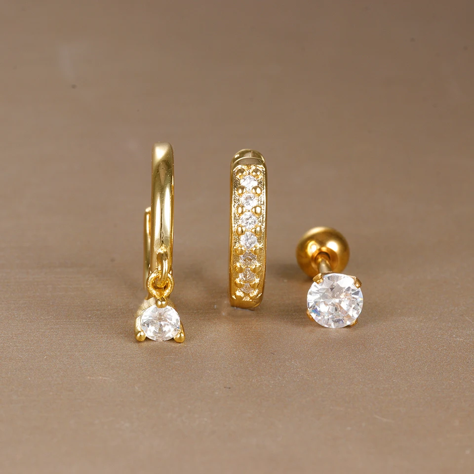 OIDEA Orecchini A Cerchio U Donna 3 Paia - Oro E Argento | Acciaio Inox Leggeri A Forma Di U | Set Di 3 Stili Per Look Classico E Moderno | Regalo Per Ragazze