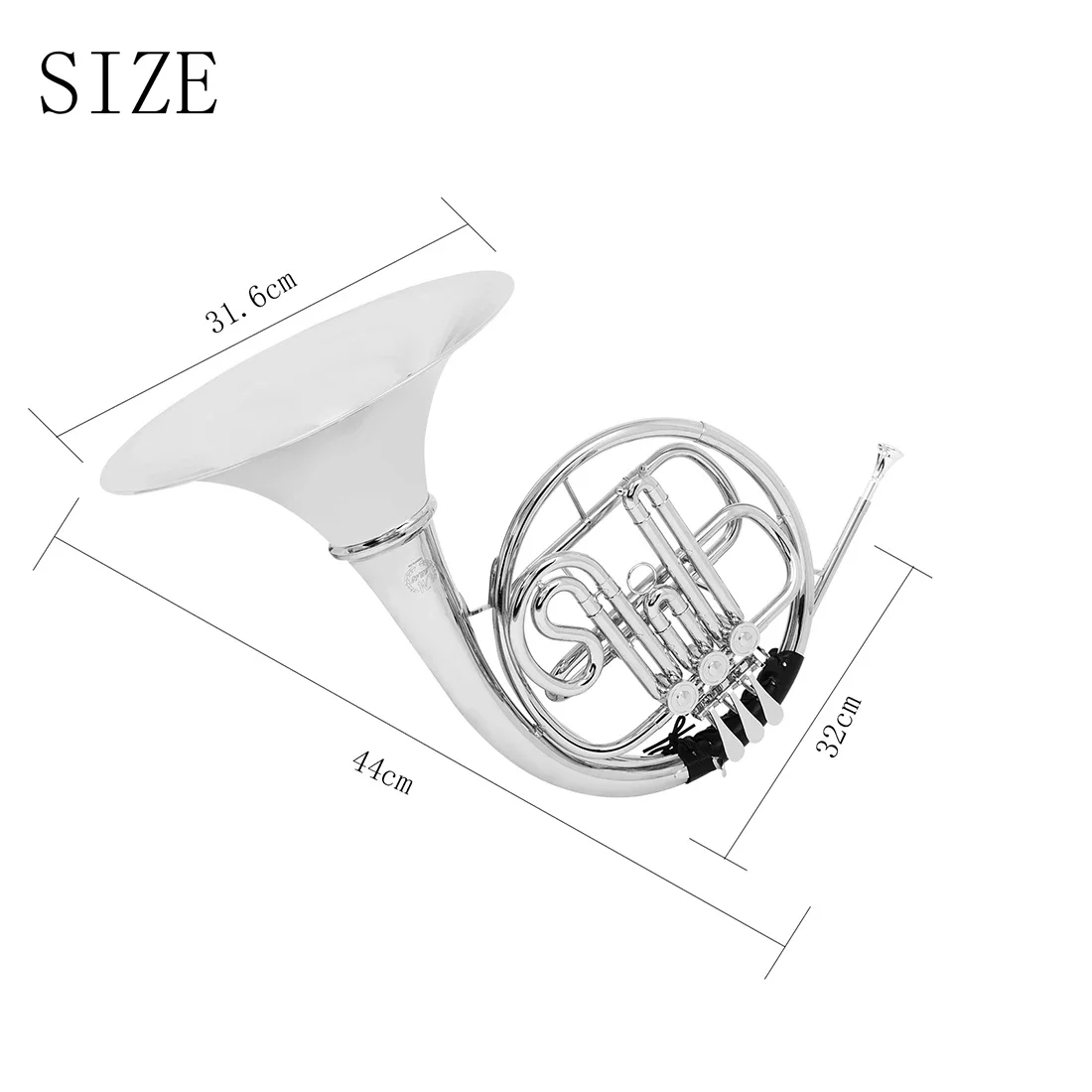 M MBAT Bb Horn 3 Keys Silver Brass Double Row Horn Nickel Silver Plated Rustproof Concerts With Case Brass Instrument