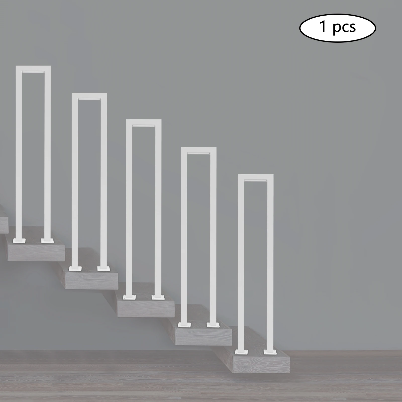 White U-shaped Handrail, Floor Standing Stair Rail for Safety, Supports Up to 66lbs, Easy to Install 2